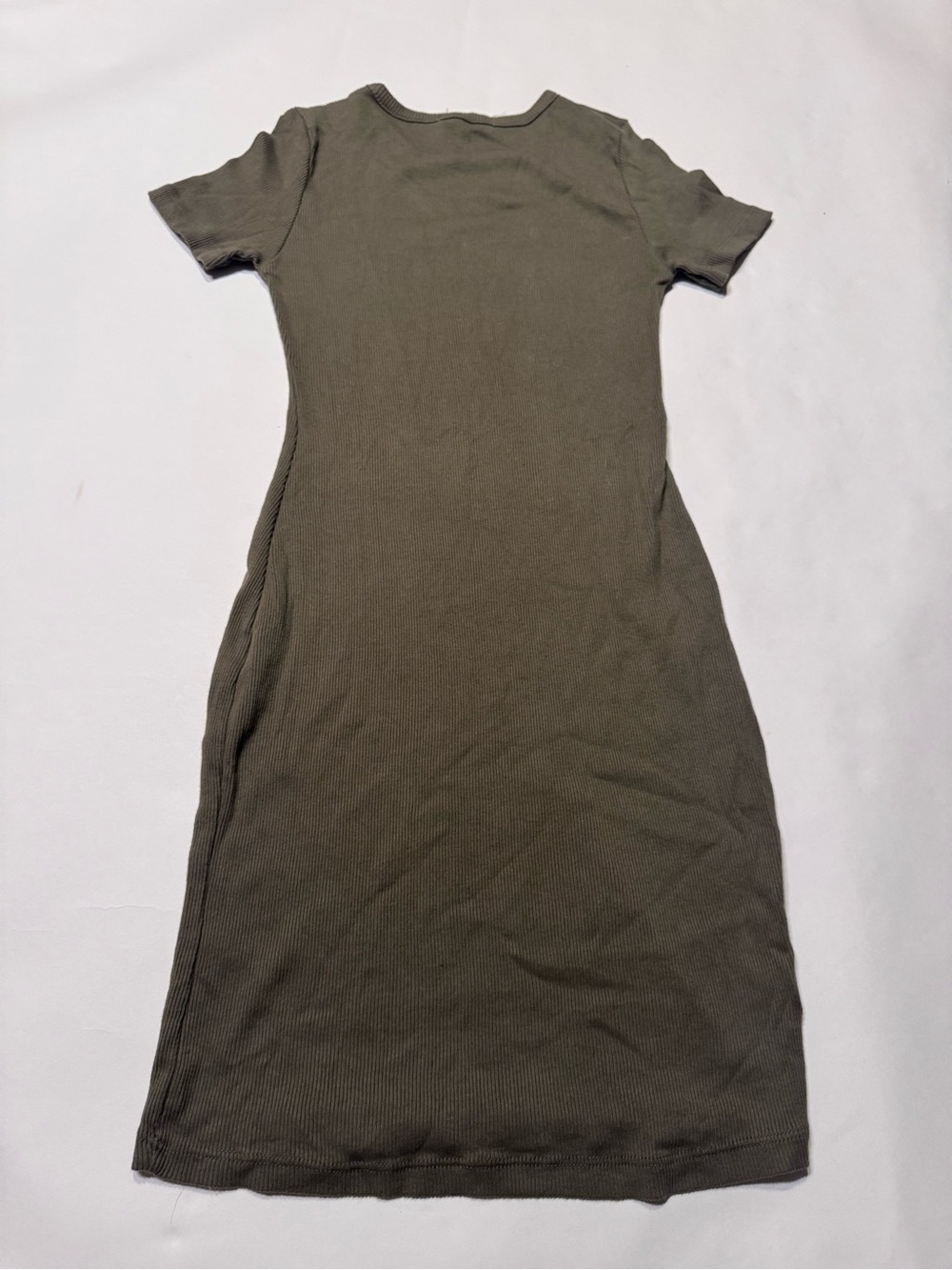 Brandy Melville Ribbed T-Shirt Short Sleeve Casual Army Green Dress One Size